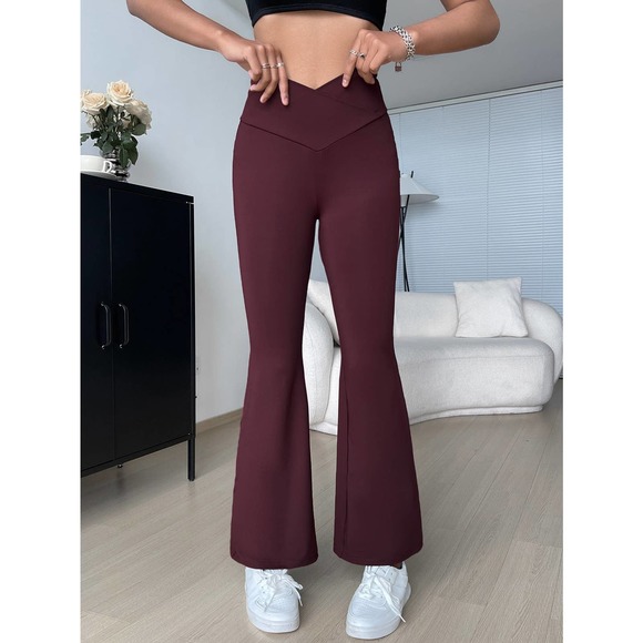 y2k trendy Overlap Waist v Flare Leg Pants - Picture 6 of 11